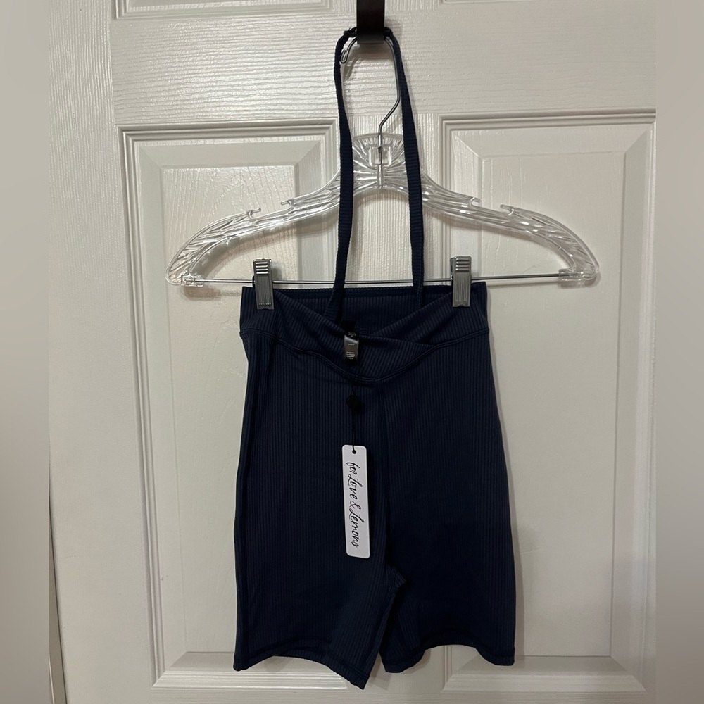 NWT | For Love and Lemons Chloe Ribbed Biker Shorts in Midnight Blue‎ Size XXS - Picture 3 of 6